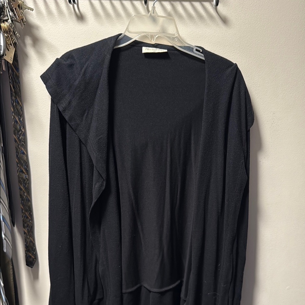 Black Waterfall Cardigan Sweater